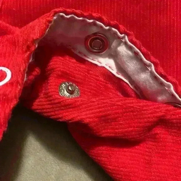 Adorable 1970s vintage baby red truck corduroy overalls USA made health tex - Picture 7 of 8